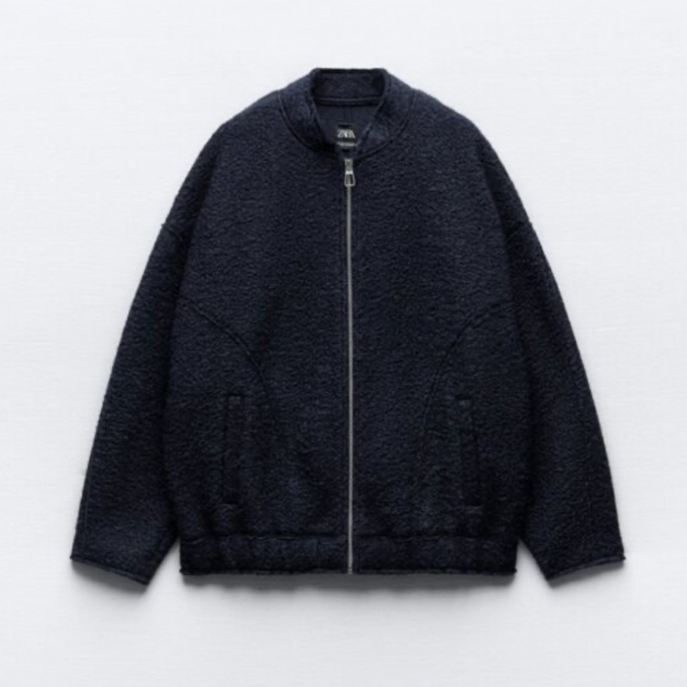 Zara Woman Dark Navy Bomber Jacket
